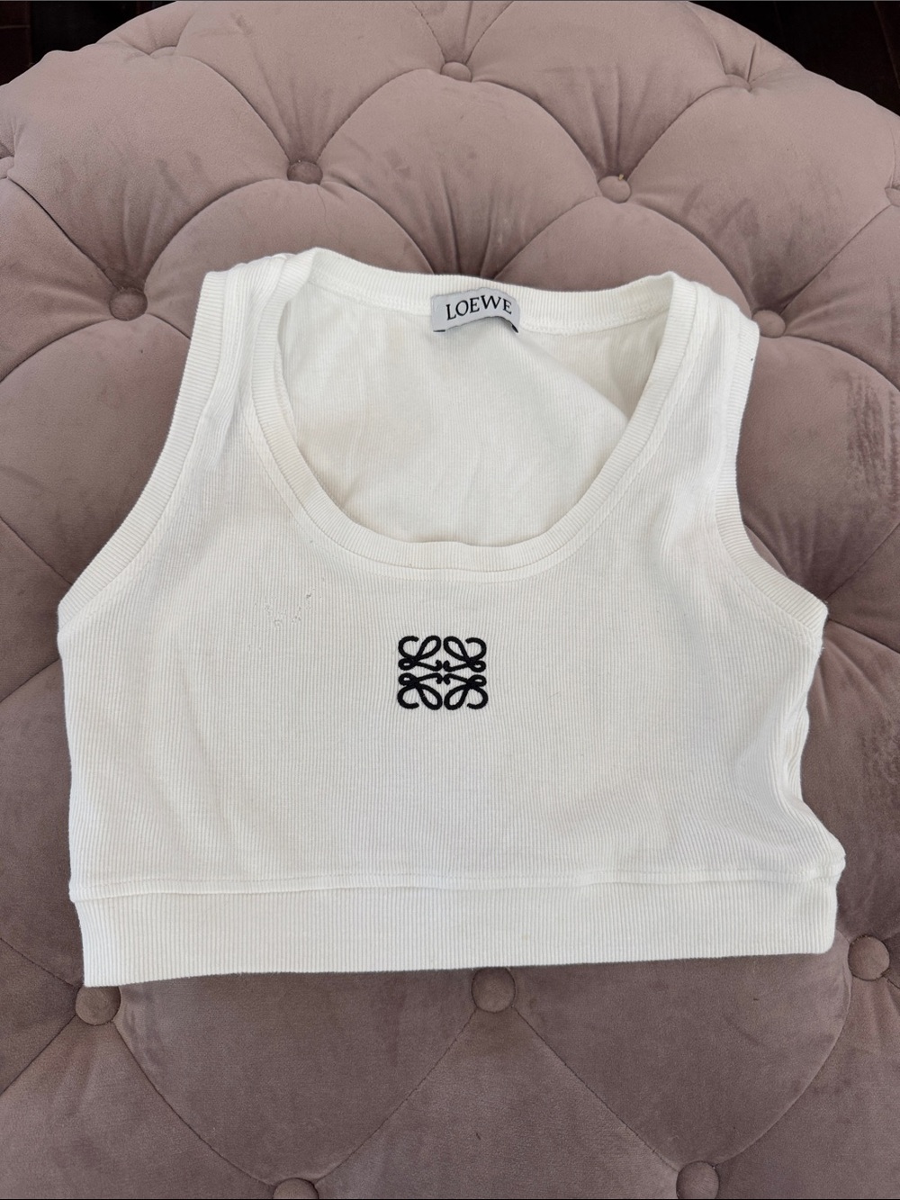 Loewe Off-White Ribbed Logo Crop Tank